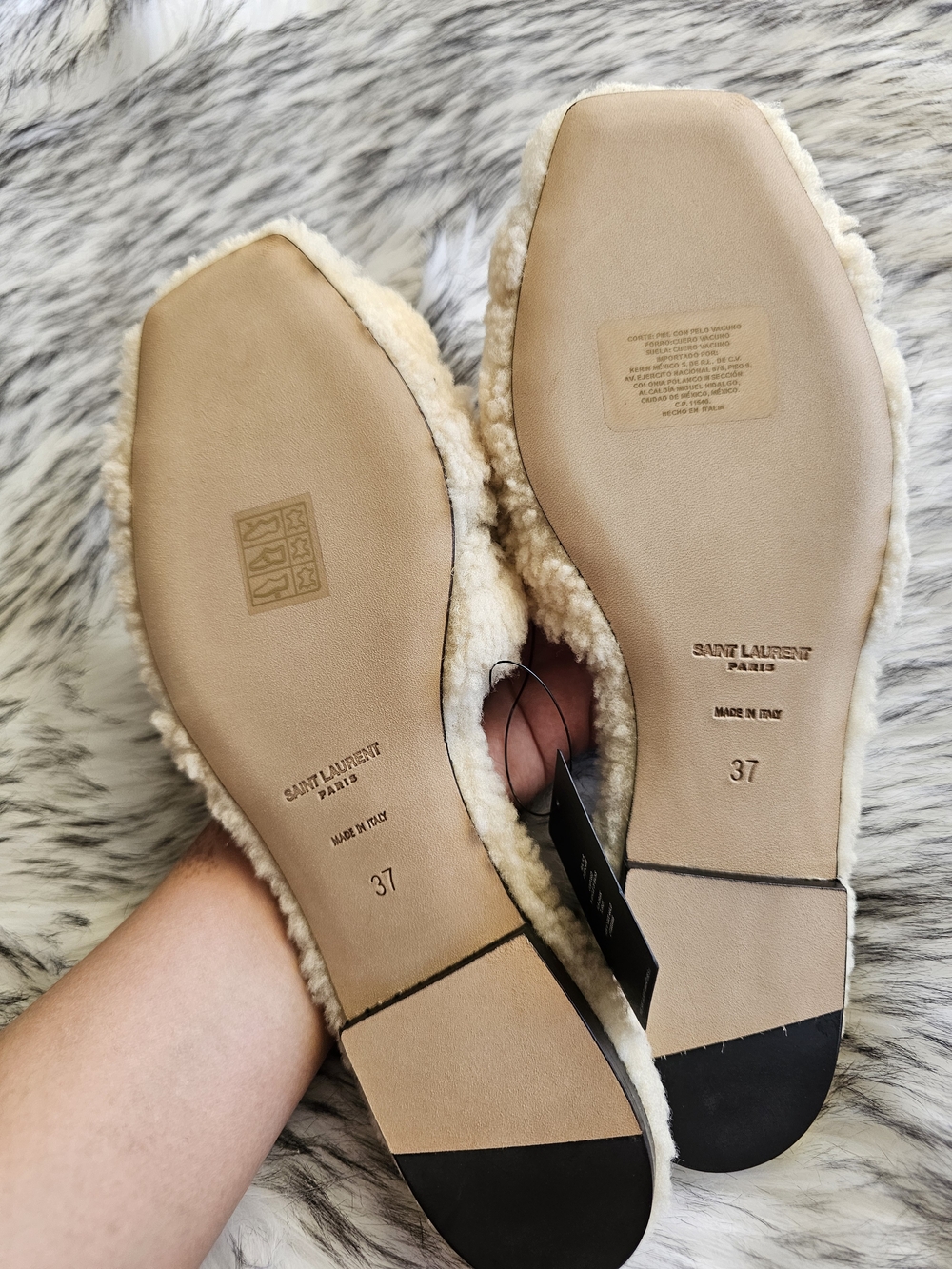 Saint Laurent Shearling Tribute Sandals - Picture 4 of 4